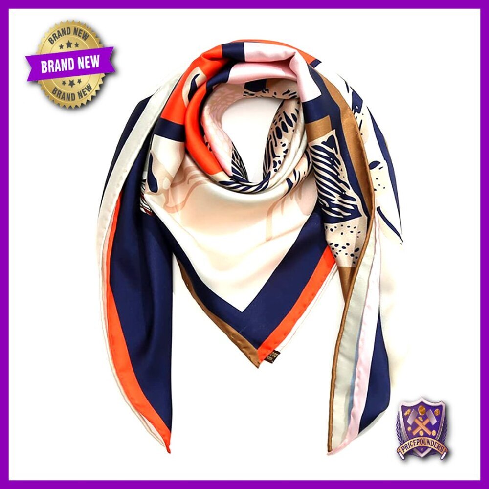 Large Square Silk Scarf 35" Lightweight Head Wrap Versatile Accessory